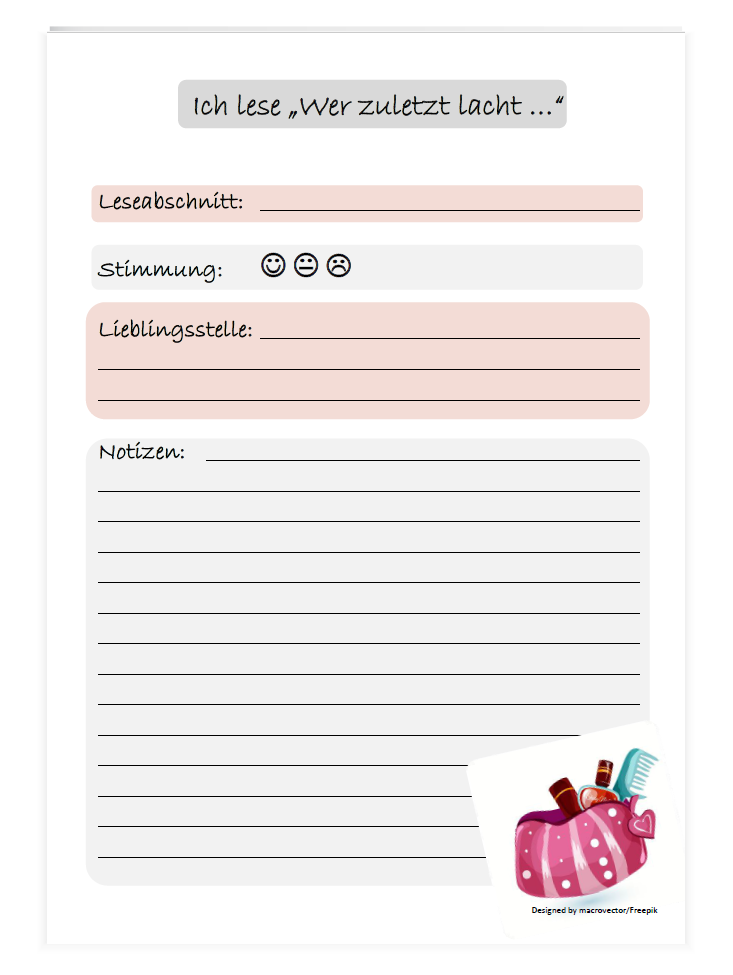 Notizblock A5 Leseabschnitte "Wer zuletzt lacht ..."