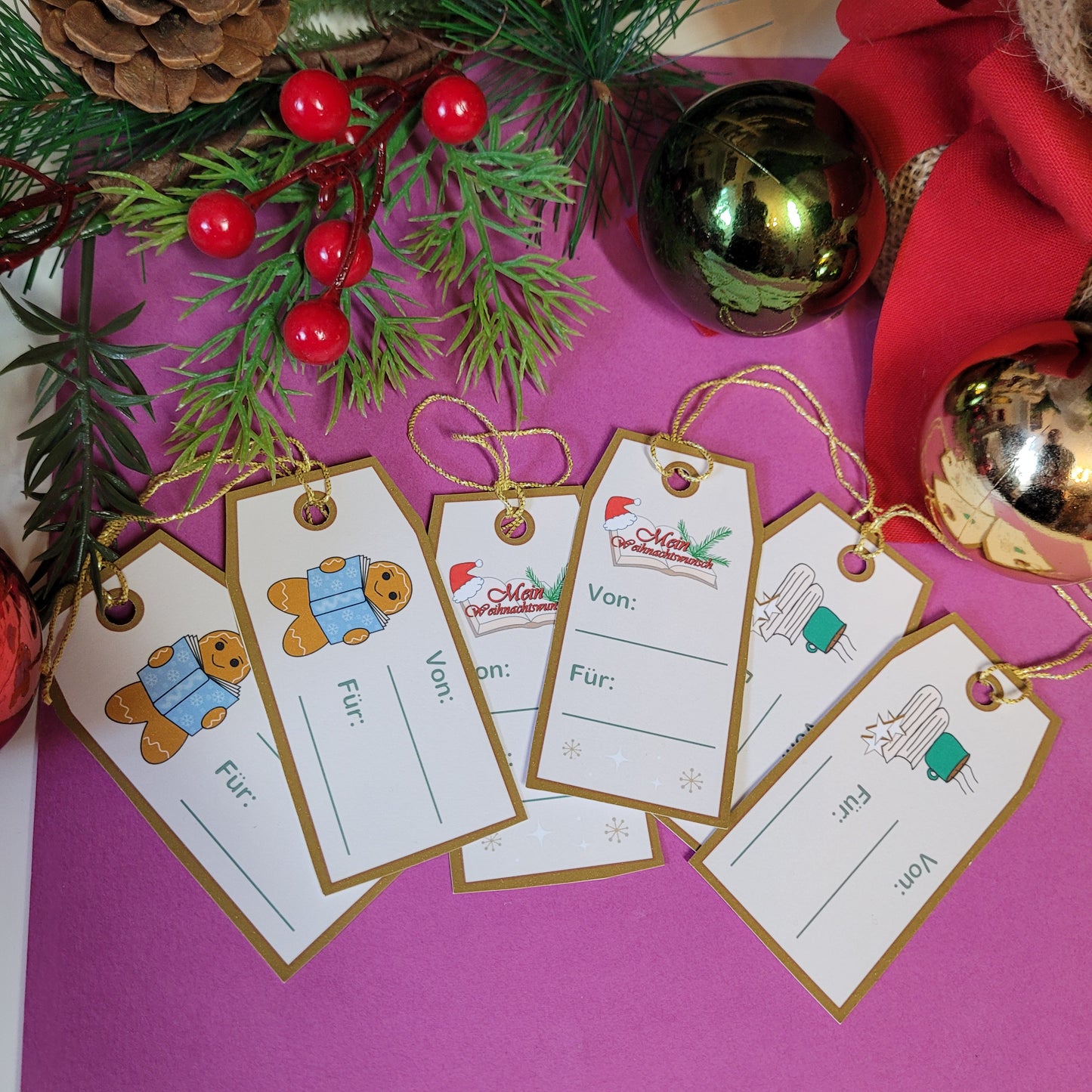 6er-Set Geschenkanhänger zu Weihnachten