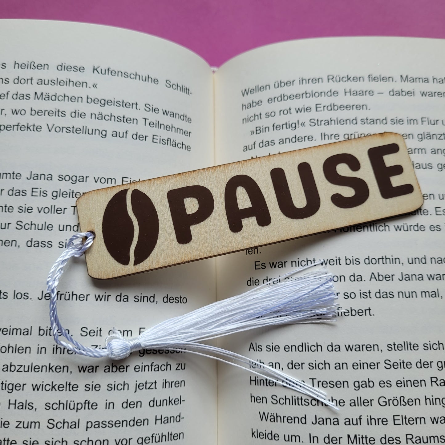 Holz-Lesezeichen „Kaffeepause“ - Cozy Café-Vibes für dein Buch ☕📖