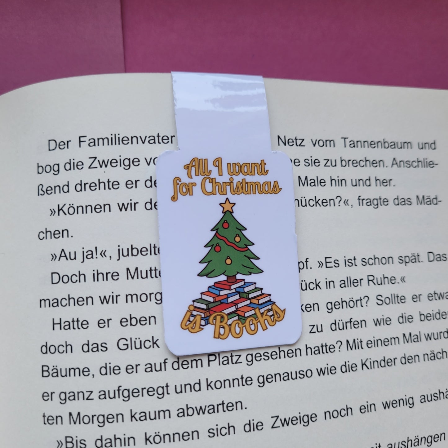 Magnet-Lesezeichen „All I want for Christmas is Books“