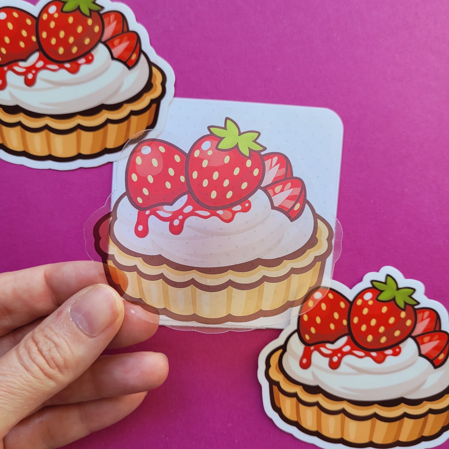 Sticker Erdbeertörtchen groß transparent