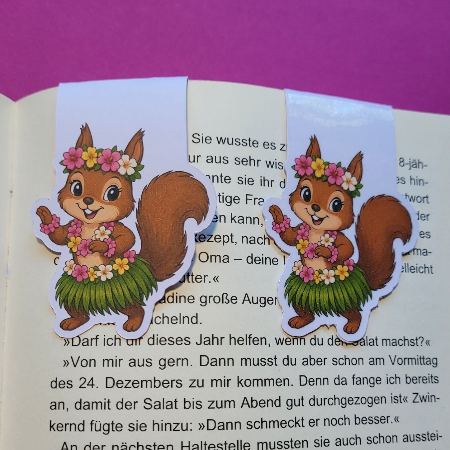 Magnet-Lesezeichen „Sommerhörnchen“ - Sonnige Lesestunden mit einem fröhlichen Begleiter 🐿️🌺📚☀️✨
