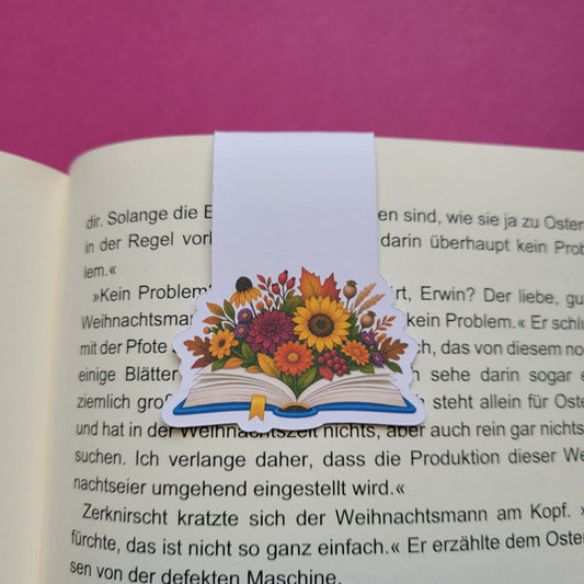 Magnet-Lesezeichen „Lesegarten - Spätblüte“ - Herbstliche Blütenpracht zwischen den Seiten 🌼📖🍂