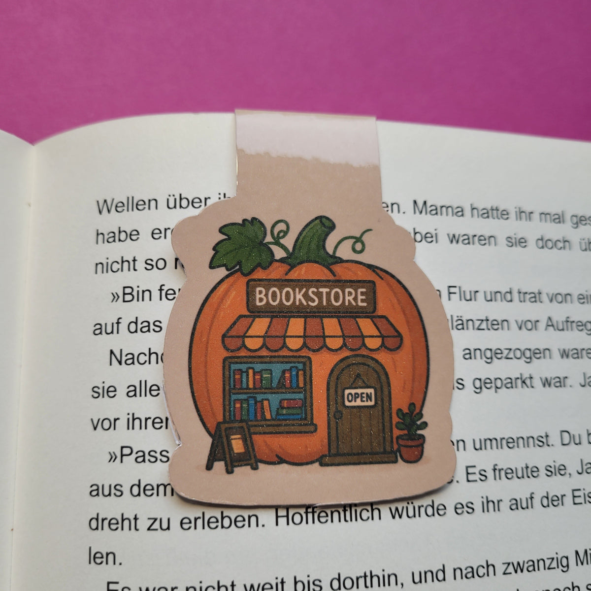 Magnet-Lesezeichen Buchhandlung Kürbis glänzend