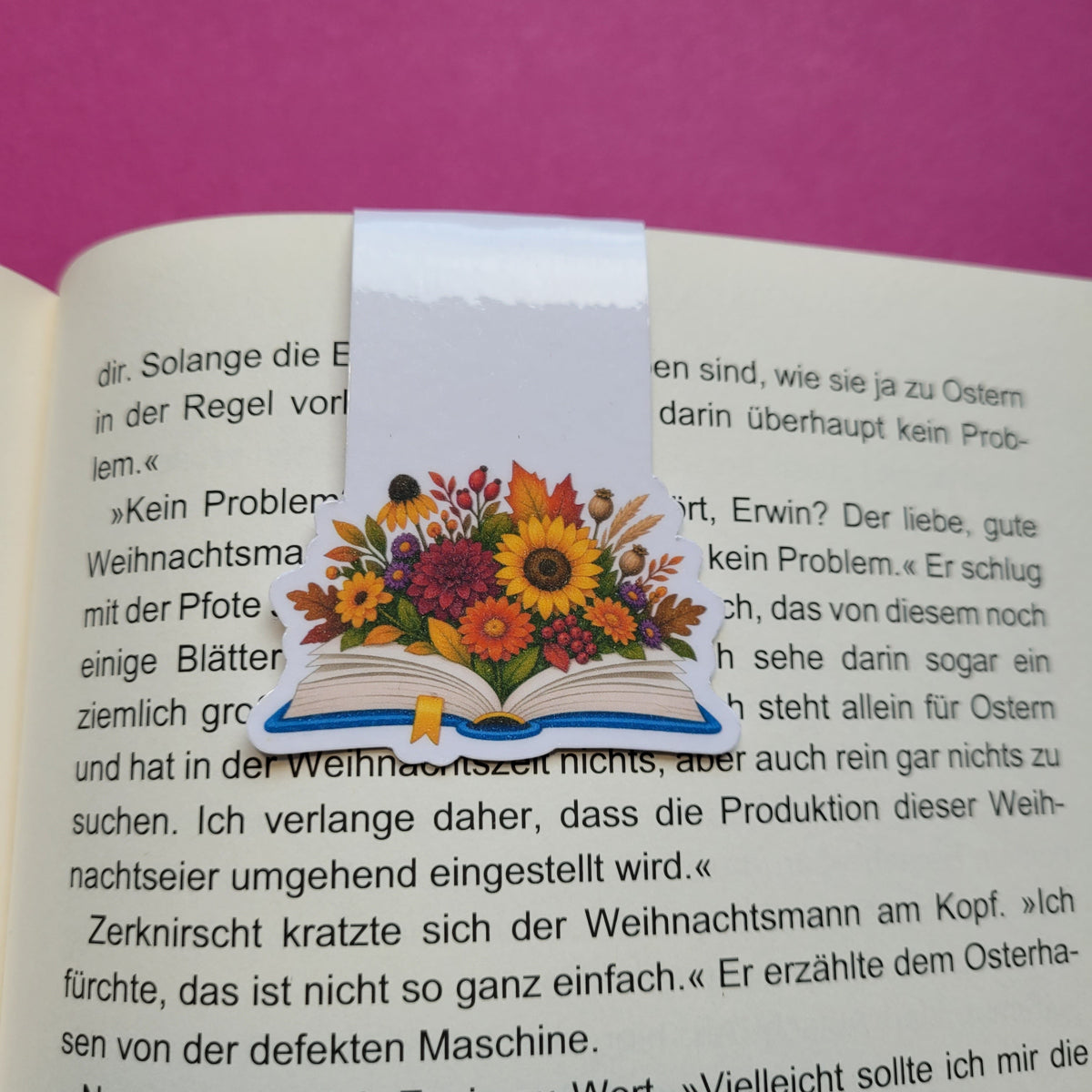 Magnet-Lesezeichen „Lesegarten - Spätblüte“ - Herbstliche Blütenpracht zwischen den Seiten 🌼📖🍂