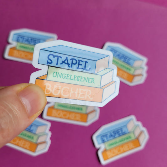 Sticker „Stapel ungelesener Bücher"