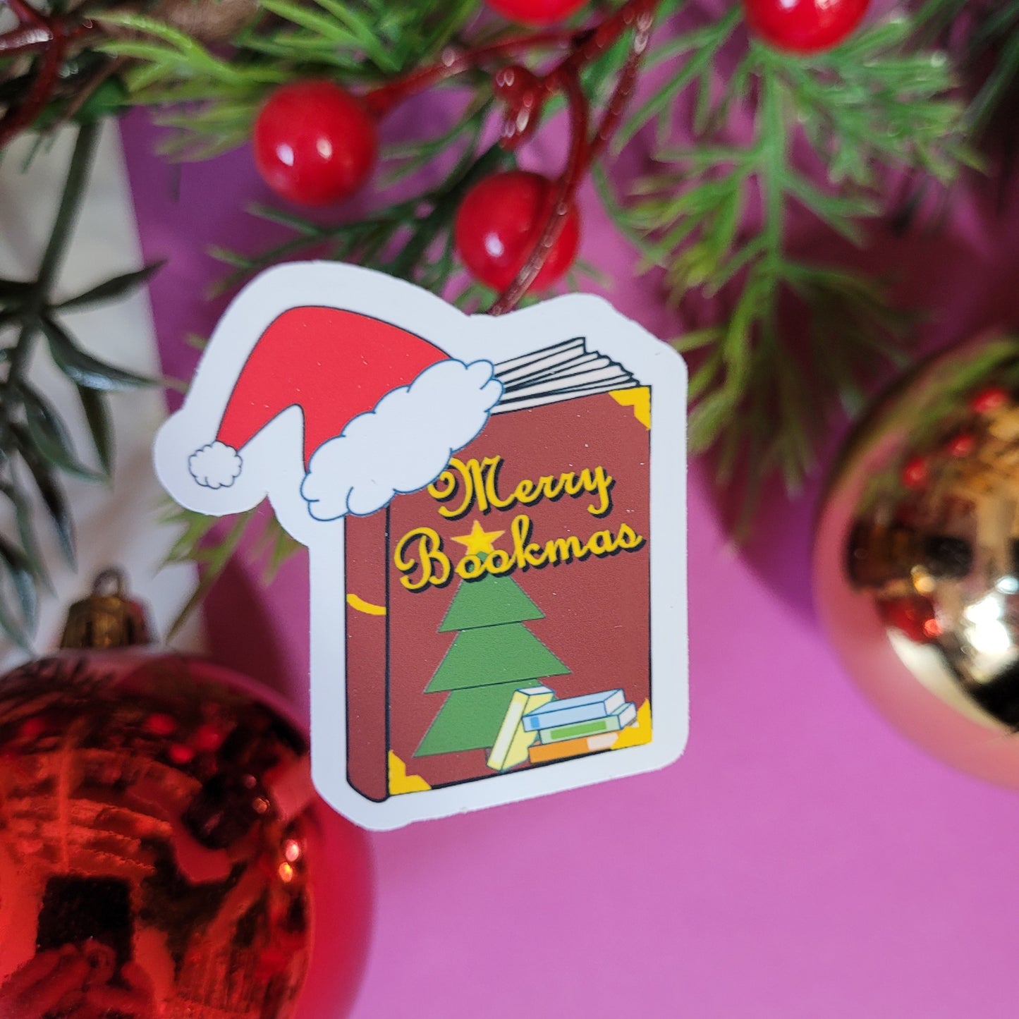 Sticker „Weihnachtsbuch Merry Bookmas"
