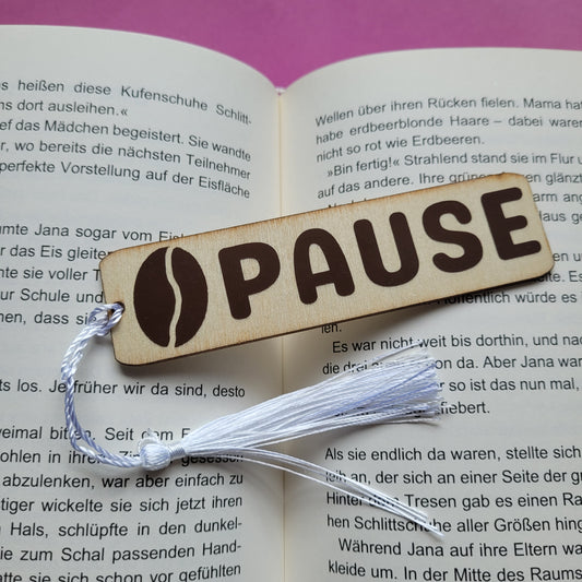 Holz-Lesezeichen „Kaffeepause“ - Cozy Café-Vibes für dein Buch ☕📖