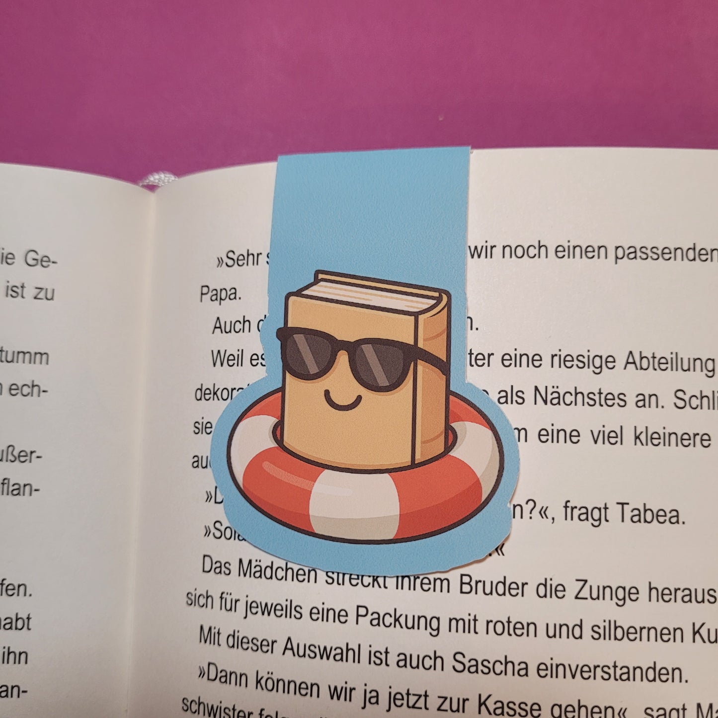 Magnet-Lesezeichen „Buch im Schwimmring“ - Sommerliche Lesepausen zum Davontreiben 📚🛟☀️✨