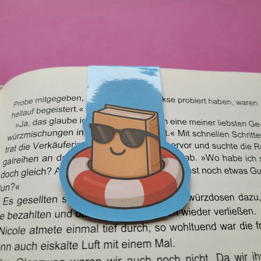 Magnet-Lesezeichen „Buch im Schwimmring“ - Sommerliche Lesepausen zum Davontreiben 📚🛟☀️✨