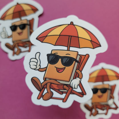 Sticker Buch im Liegestuhl groß matt