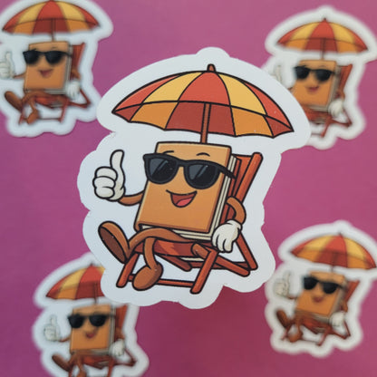 Sticker Buch im Liegestuhl klein matt