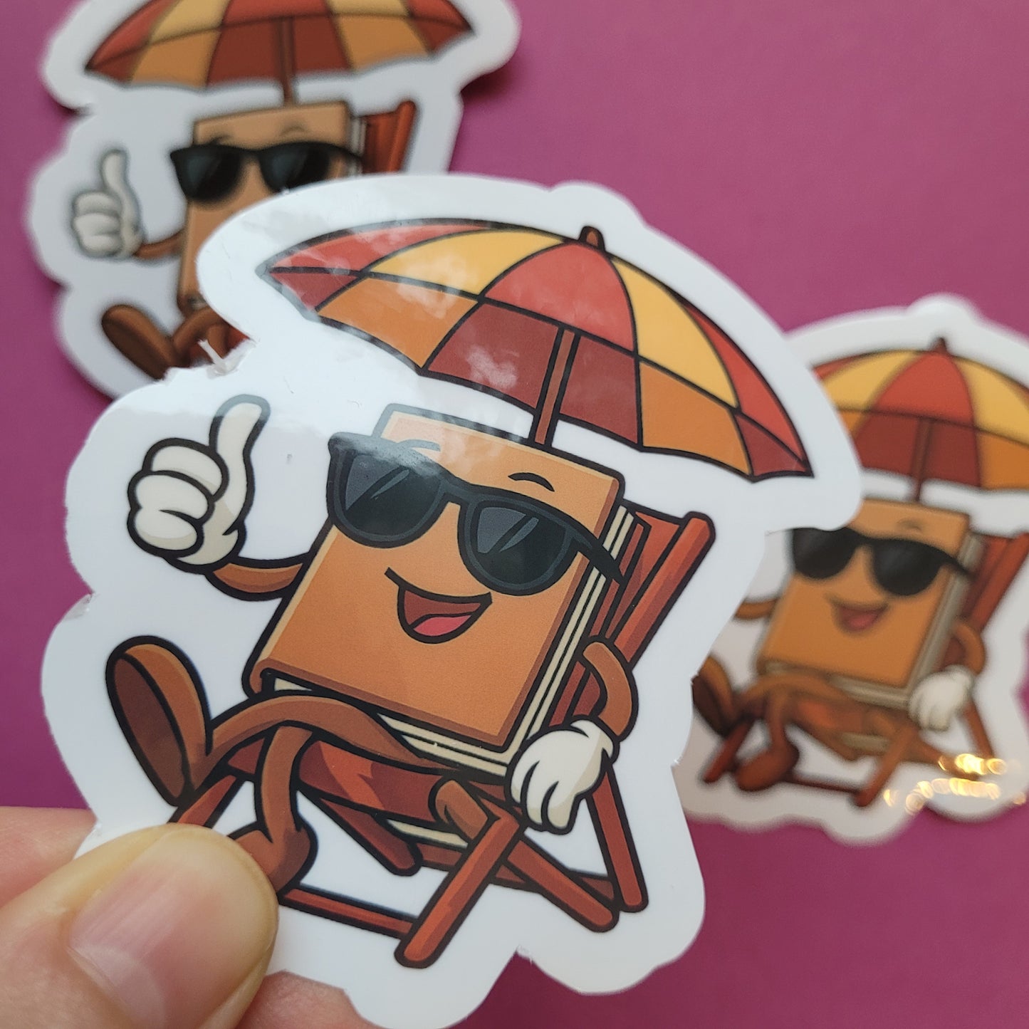 Sticker Buch im Liegestuhl groß glänzend