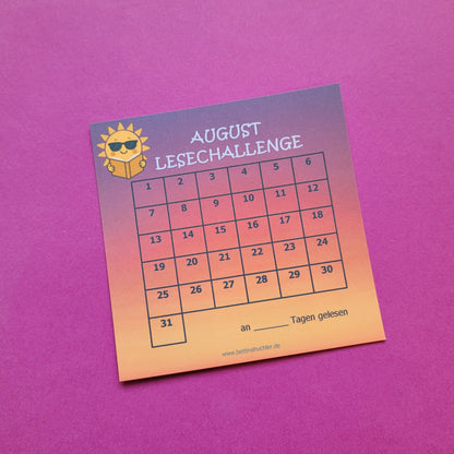 Lesetracker „August Lesechallenge“ - Mach den August zu deinem Lesemonat! 📚☀️🍉✨