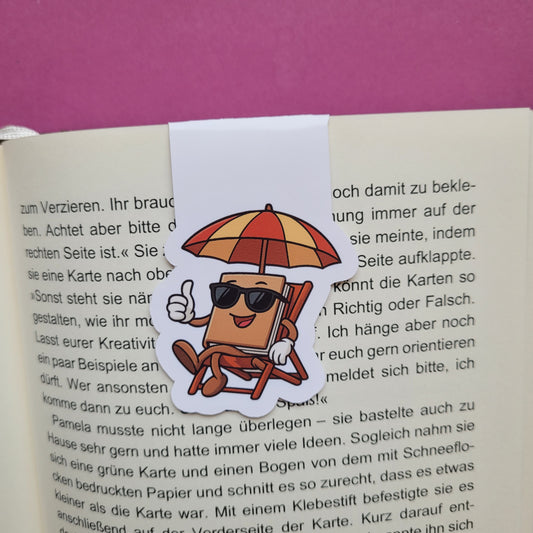 Magnet-Lesezeichen „Buch im Liegestuhl“ - Entspannt durch den Büchersommer 📚🏖️☀️✨