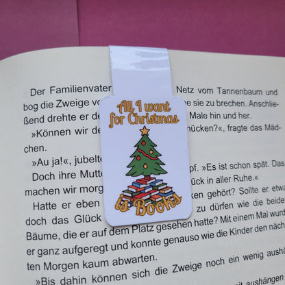 Magnet-Lesezeichen „All I want for Christmas is Books“