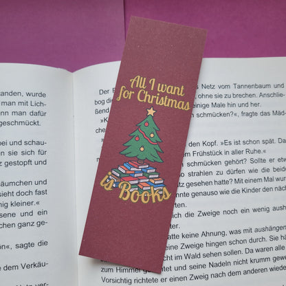 Standard-Lesezeichen „All I want for Christmas is Books“