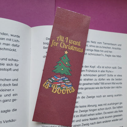 Standard-Lesezeichen „All I want for Christmas is Books“