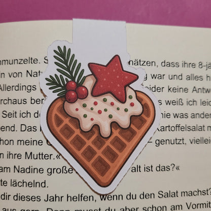 Magnet-Lesezeichen „Weihnachtswaffel“ – Gemütliche Winter-Lesepause 🧇🎄📖✨