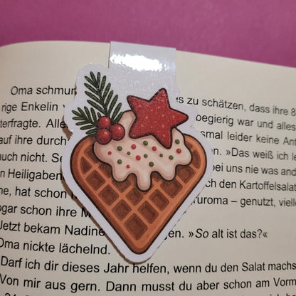 Magnet-Lesezeichen „Weihnachtswaffel“ – Gemütliche Winter-Lesepause 🧇🎄📖✨