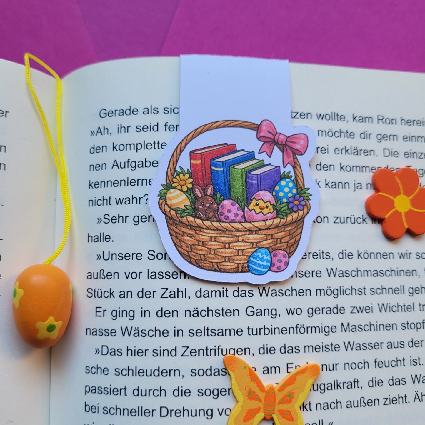 Magnet-Lesezeichen „Bücher-Osterkorb“ 📚🥚