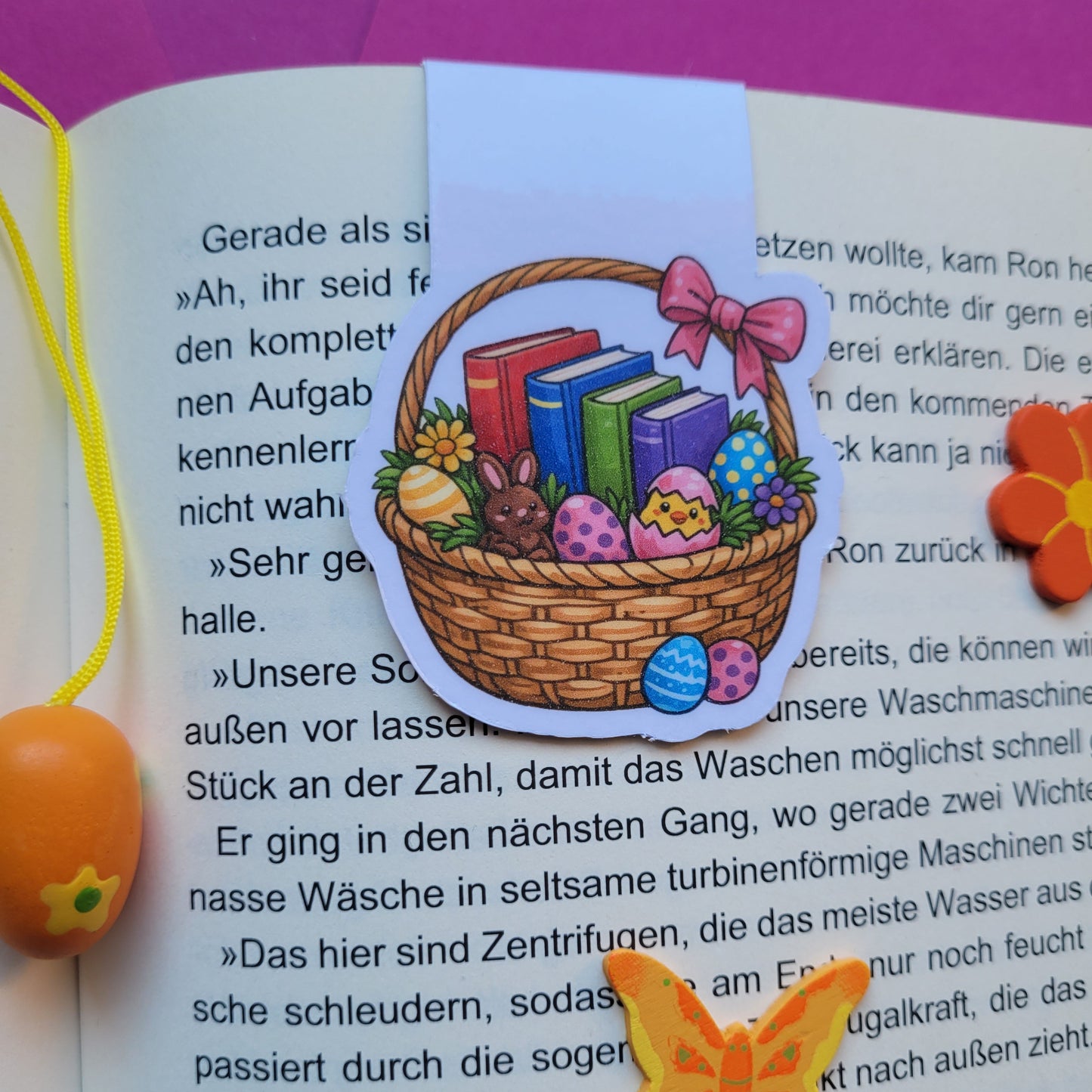 Magnet-Lesezeichen „Bücher-Osterkorb“ 📚🥚