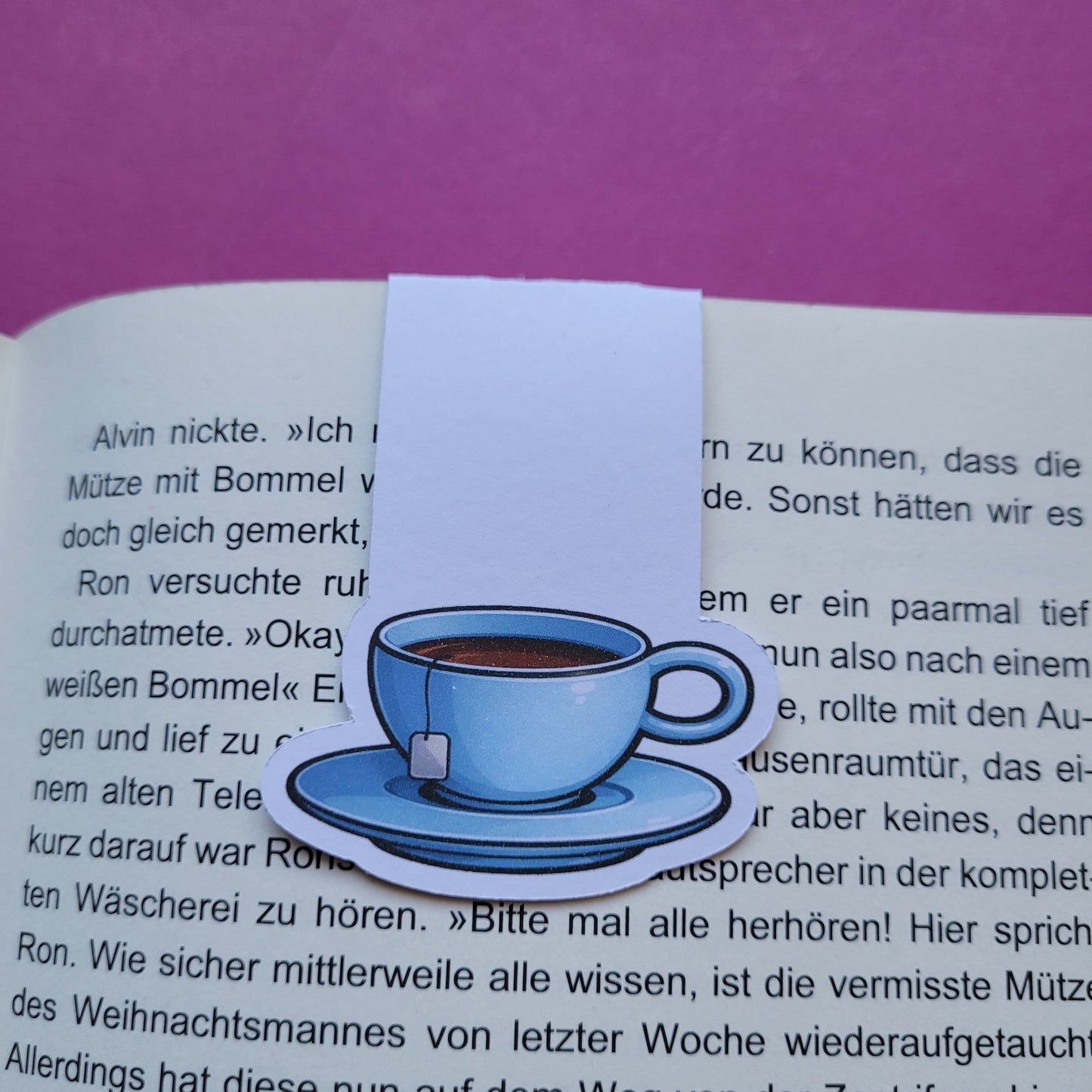 Magnet-Lesezeichen Teetasse blau matt