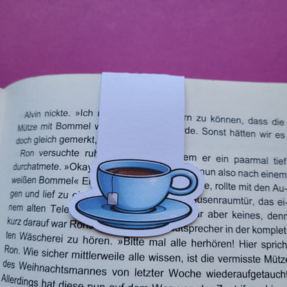 Magnet-Lesezeichen Teetasse blau matt