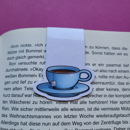 Magnet-Lesezeichen Teetasse blau glänzend