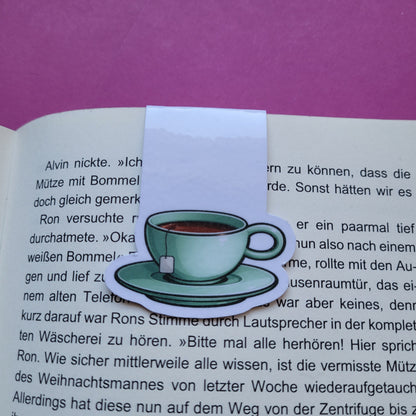 Magnet-Lesezeichen Teetasse grün glänzend