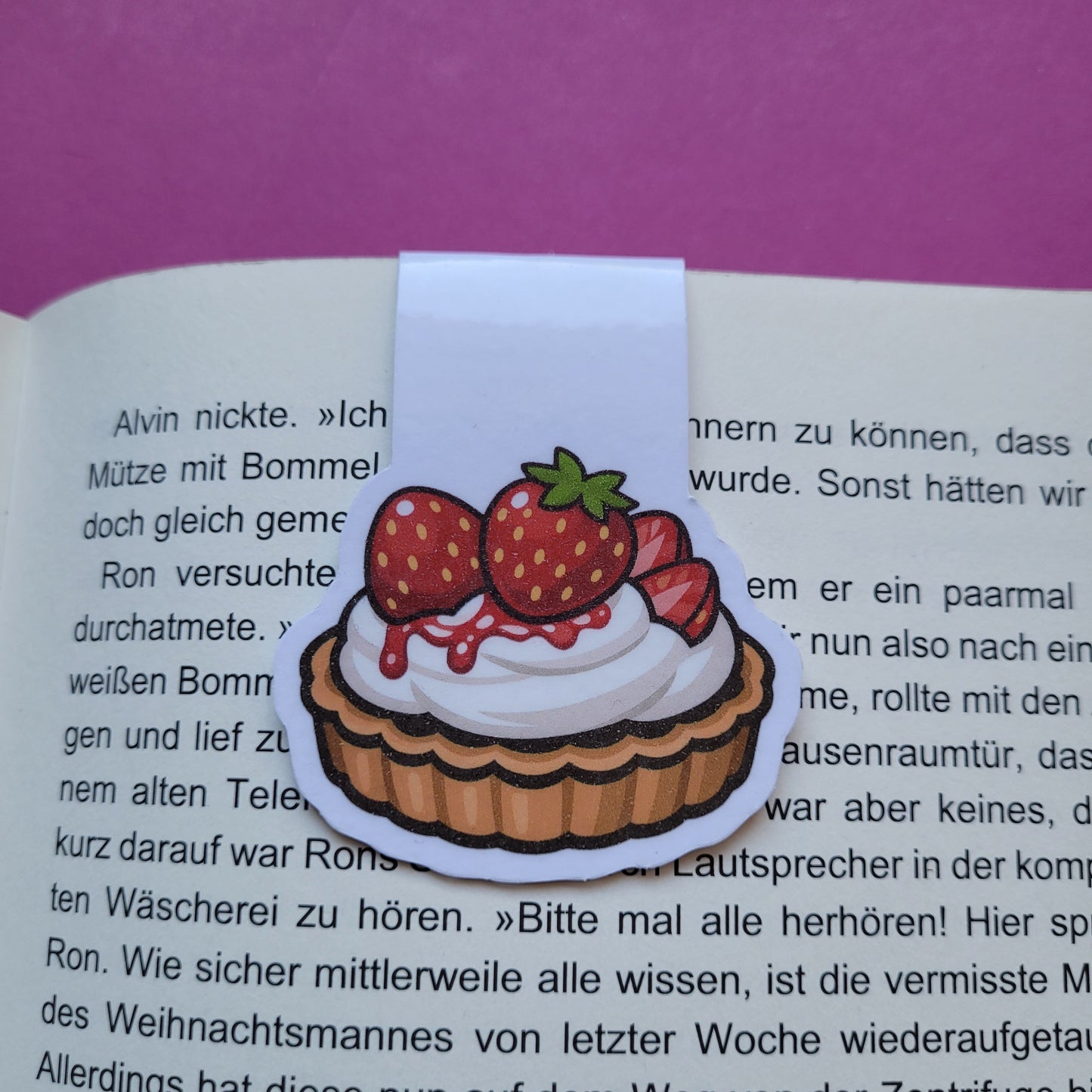 Magnet-Lesezeichen Erdbeertörtchen glänzend