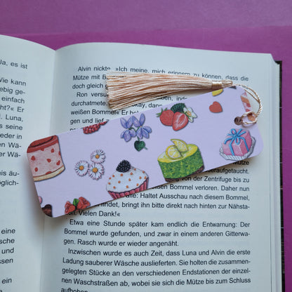 Unikat-Lesezeichen Obsttörtchen abgerundete Ecken
