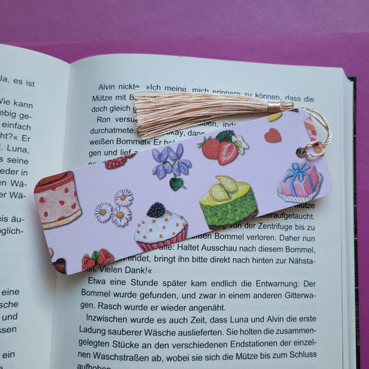 Unikat-Lesezeichen Obsttörtchen abgerundete Ecken