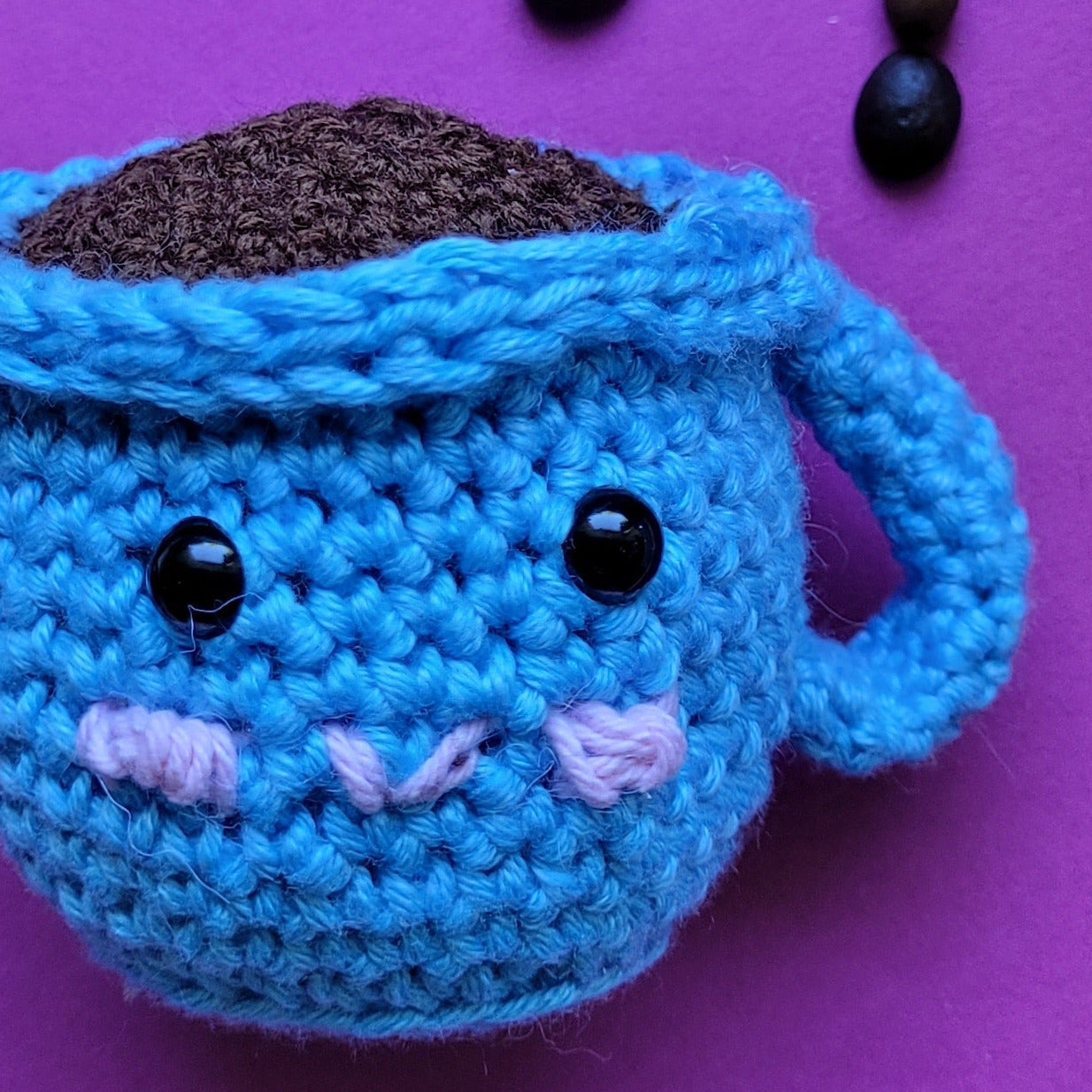 Häkeltasse Kaffee Nahansicht