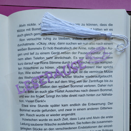 Acryl-Lesezeichen Lesepause lila