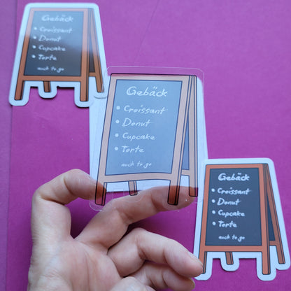 Sticker Caféschild Gebäck groß transparent