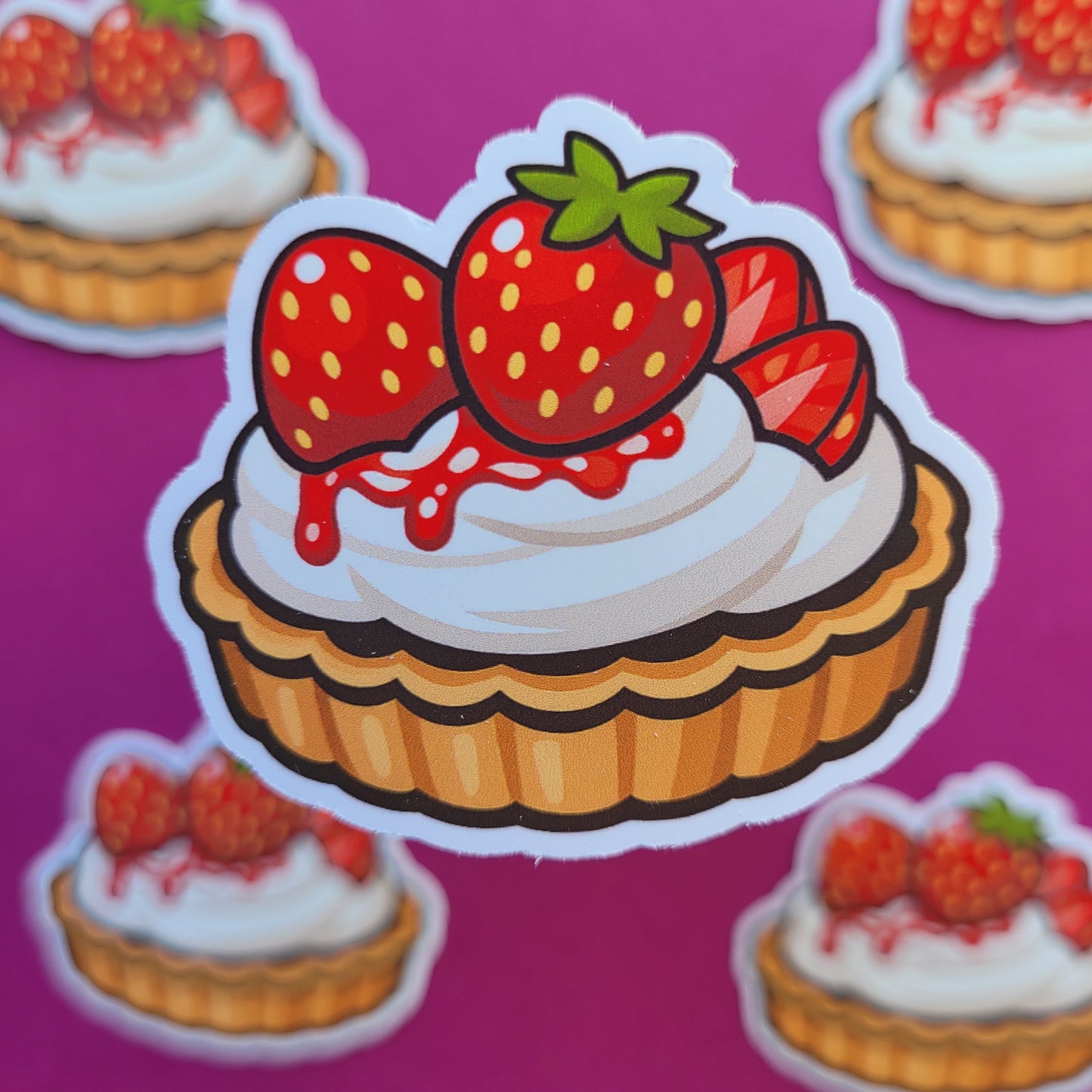 Sticker Erdbeertörtchen klein matt