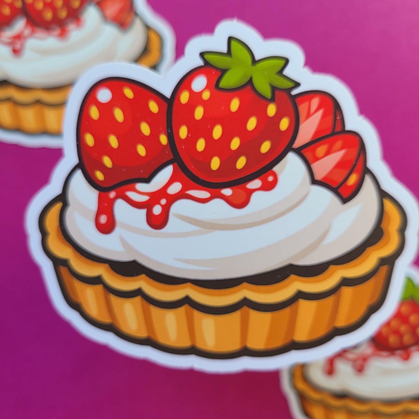 Sticker Erdbeertörtchen groß matt