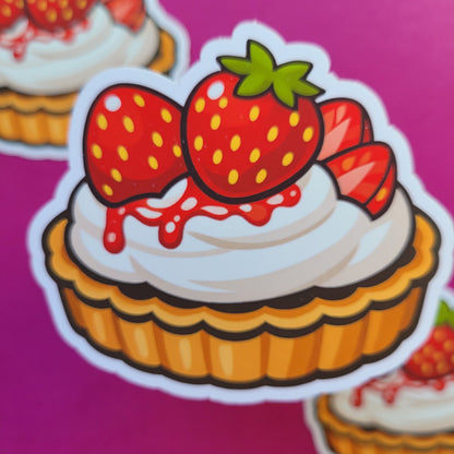 Sticker Erdbeertörtchen groß matt