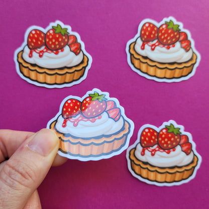 Sticker Erdbeertörtchen klein glänzend