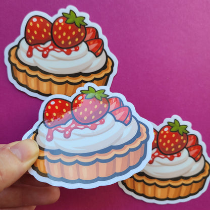 Sticker Erdbeertörtchen groß glänzend