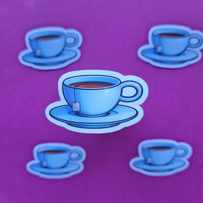 Sticker Teetasse blau klein matt