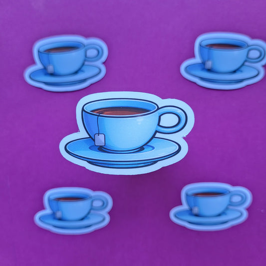 Sticker Teetasse blau klein matt