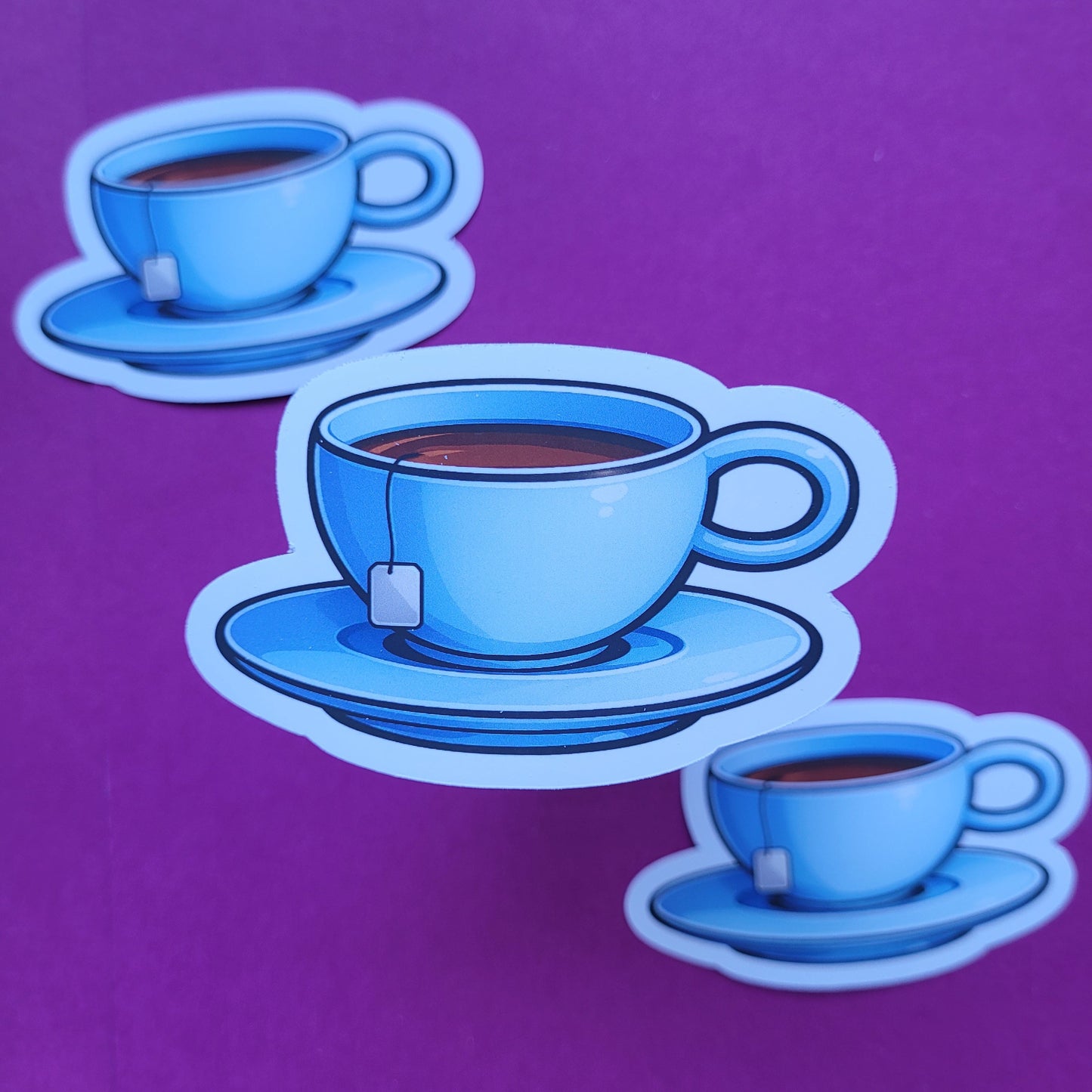 Sticker Teetasse blau groß matt