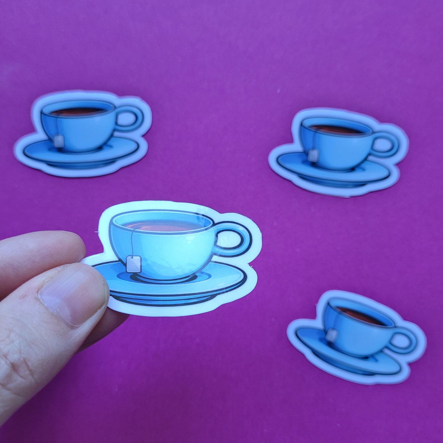Sticker Teetasse blau klein glänzend