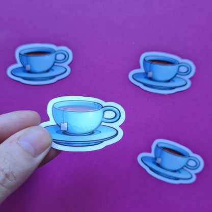 Sticker Teetasse blau klein glänzend