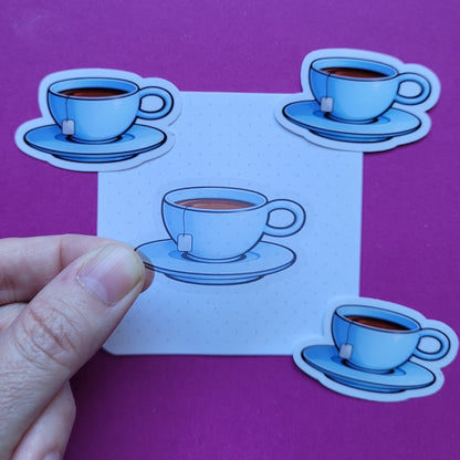 Sticker Teetasse blau klein transparent