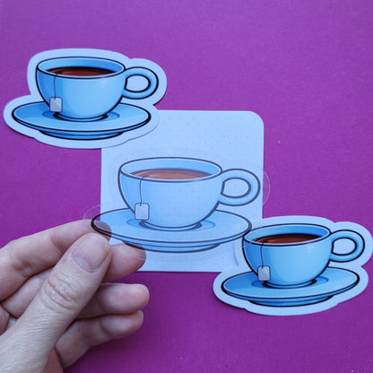 Sticker Teetasse blau groß transparent