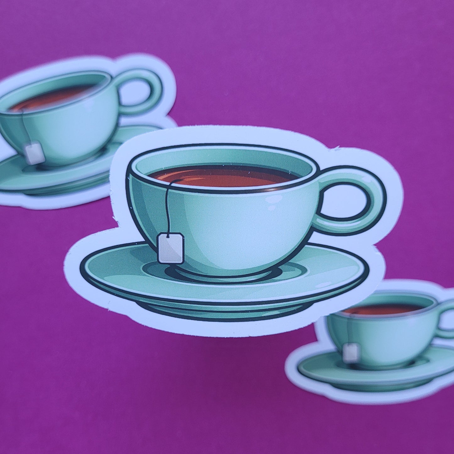 Sticker Teetasse grün groß matt