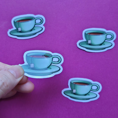 Sticker Teetasse grün klein glänzend